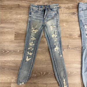 Distressed Light Blue Women's Skinny Jeans